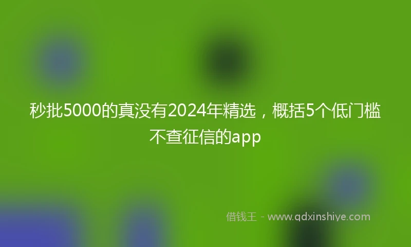 秒批5000的真没有2024年精选，概括5个低门槛不查征信的app