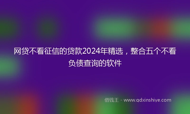 网贷不看征信的贷款2024年精选，整合五个不看负债查询的软件