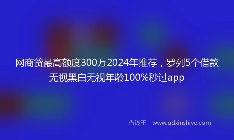 网商贷最高额度300万2024年推荐，罗列5个借款无视黑白无视年龄100%秒过app