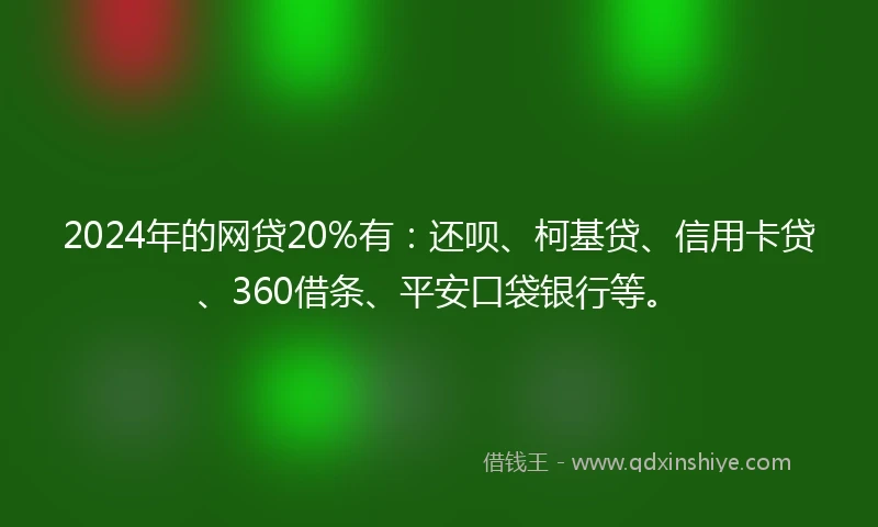 2024年的网贷20%有：还呗、柯基贷、信用卡贷、360借条、平安口袋银行等。