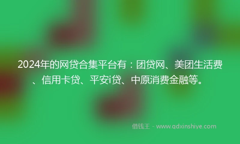 2024年的网贷合集平台有：团贷网、美团生活费、信用卡贷、平安i贷、中原消费金融等。