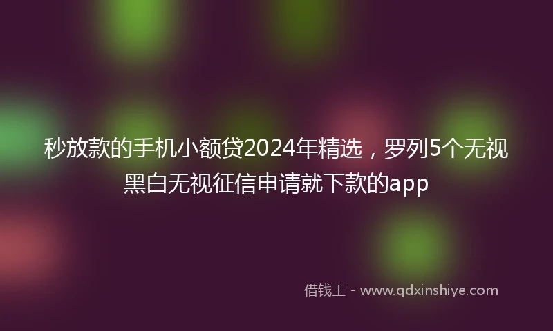 秒放款的手机小额贷2024年精选，罗列5个无视黑白无视征信申请就下款的app