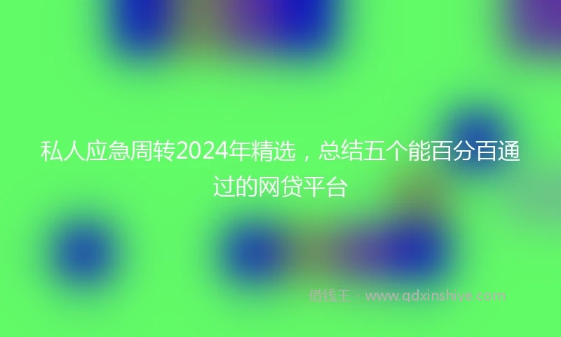 私人应急周转2024年精选，总结五个能百分百通过的网贷平台