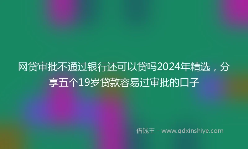 网贷审批不通过银行还可以贷吗2024年精选，分享五个19岁贷款容易过审批的口子