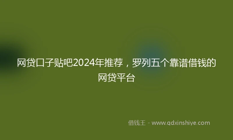 网贷口子贴吧2024年推荐，罗列五个靠谱借钱的网贷平台