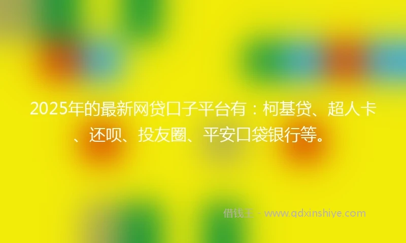 2025年的最新网贷口子平台有：柯基贷、超人卡、还呗、投友圈、平安口袋银行等。