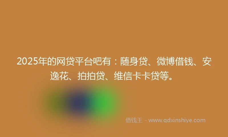 2025年的网贷平台吧有：随身贷、微博借钱、安逸花、拍拍贷、维信卡卡贷等。