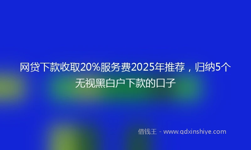 网贷下款收取20%服务费2025年推荐，归纳5个无视黑白户下款的口子