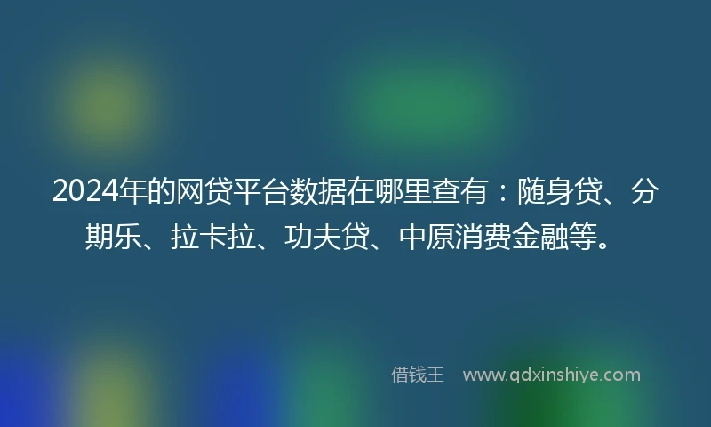 2024年的网贷平台数据在哪里查有：随身贷、分期乐、拉卡拉、功夫贷、中原消费金融等。
