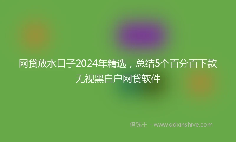 网贷放水口子2024年精选，总结5个百分百下款无视黑白户网贷软件