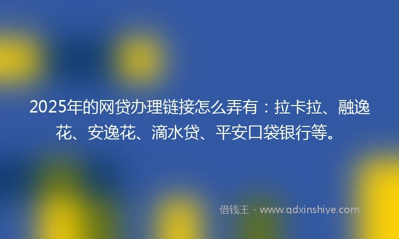 2025年的网贷办理链接怎么弄有：拉卡拉、融逸花、安逸花、滴水贷、平安口袋银行等。
