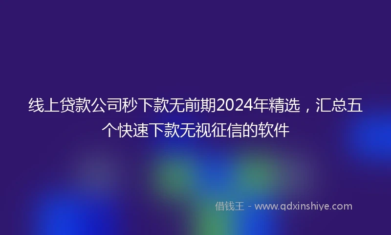 线上贷款公司秒下款无前期2024年精选，汇总五个快速下款无视征信的软件
