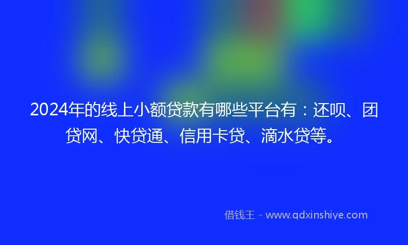 2024年的线上小额贷款有哪些平台有：还呗、团贷网、快贷通、信用卡贷、滴水贷等。