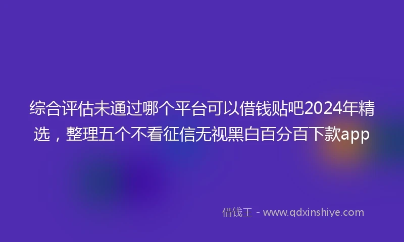 综合评估未通过哪个平台可以借钱贴吧2024年精选，整理五个不看征信无视黑白百分百下款app