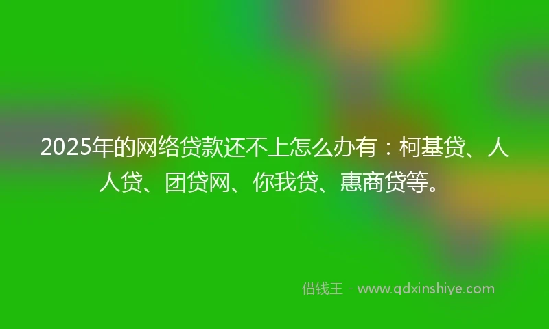 2025年的网络贷款还不上怎么办有：柯基贷、人人贷、团贷网、你我贷、惠商贷等。