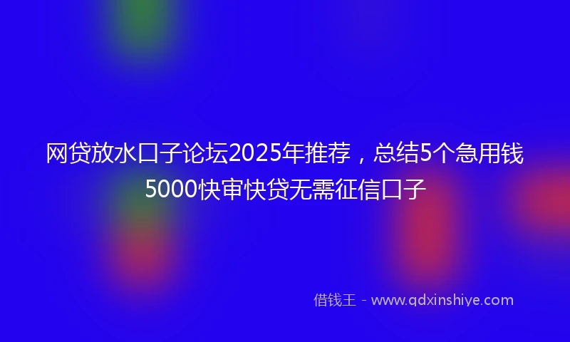 网贷放水口子论坛2025年推荐，总结5个急用钱5000快审快贷无需征信口子