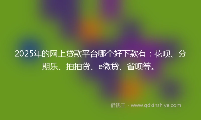 2025年的网上贷款平台哪个好下款有：花呗、分期乐、拍拍贷、e微贷、省呗等。