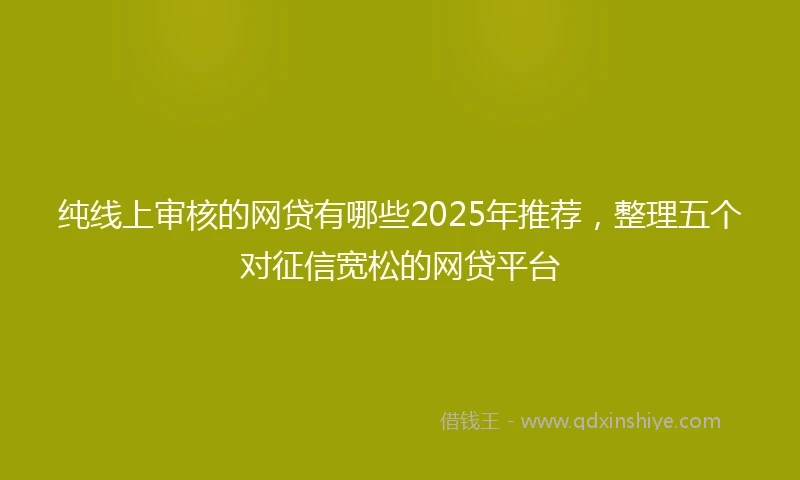 纯线上审核的网贷有哪些2025年推荐，整理五个对征信宽松的网贷平台