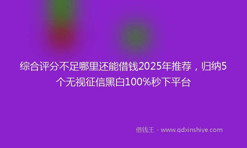 综合评分不足哪里还能借钱2025年推荐，归纳5个无视征信黑白100%秒下平台