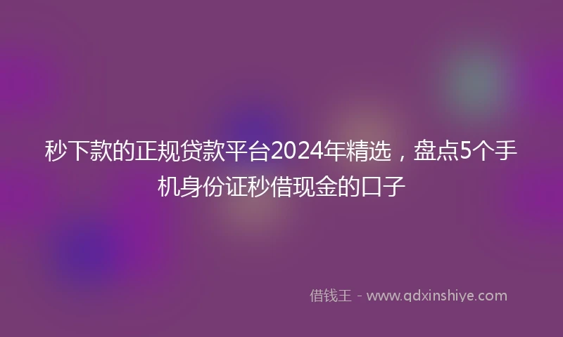 秒下款的正规贷款平台2024年精选，盘点5个手机身份证秒借现金的口子