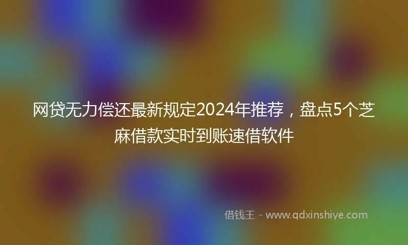 网贷无力偿还最新规定2024年推荐，盘点5个芝麻借款实时到账速借软件
