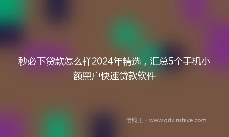 秒必下贷款怎么样2024年精选，汇总5个手机小额黑户快速贷款软件