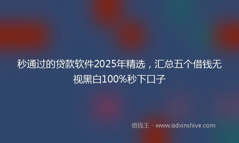 秒通过的贷款软件2025年精选，汇总五个借钱无视黑白100%秒下口子