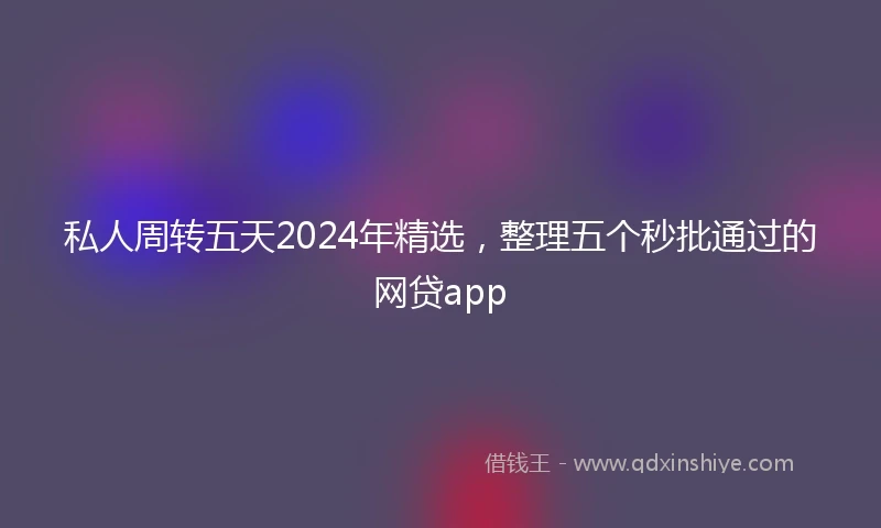 私人周转五天2024年精选，整理五个秒批通过的网贷app