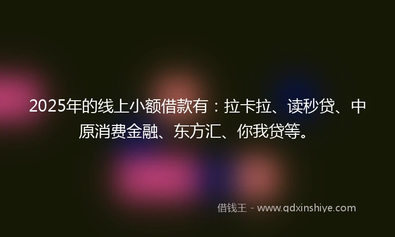 2025年的线上小额借款有：拉卡拉、读秒贷、中原消费金融、东方汇、你我贷等。