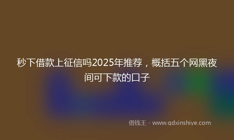 秒下借款上征信吗2025年推荐，概括五个网黑夜间可下款的口子