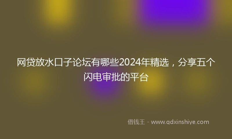 网贷放水口子论坛有哪些2024年精选，分享五个闪电审批的平台