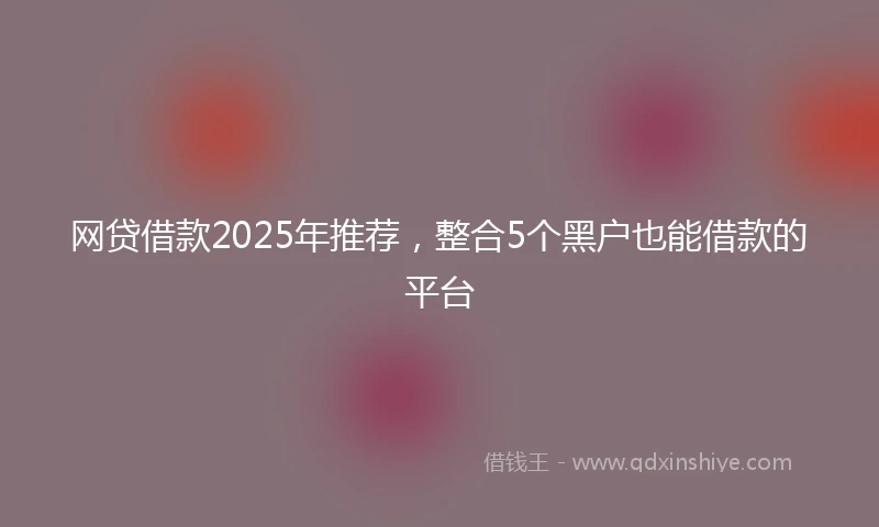网贷借款2025年推荐,整合5个黑户也能借款的平台