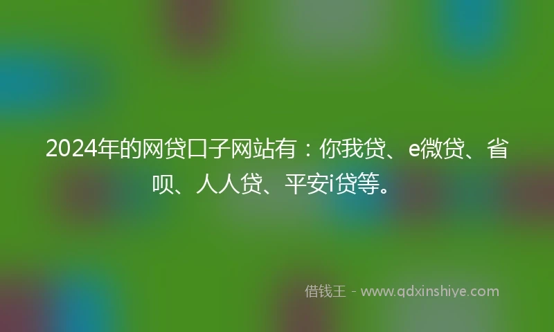 2024年的网贷口子网站有：你我贷、e微贷、省呗、人人贷、平安i贷等。