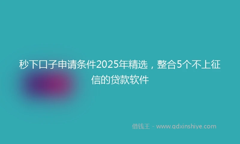 秒下口子申请条件2025年精选，整合5个不上征信的贷款软件
