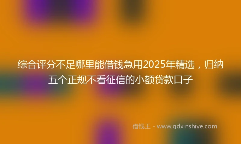 综合评分不足哪里能借钱急用2025年精选，归纳五个正规不看征信的小额贷款口子