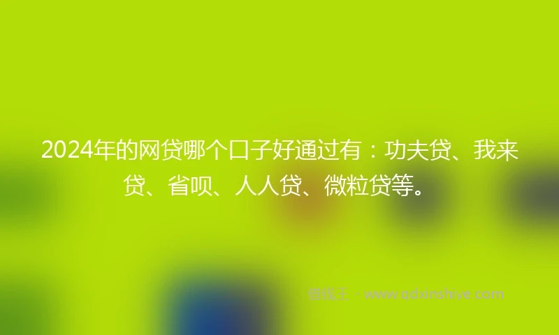 2024年的网贷哪个口子好通过有：功夫贷、我来贷、省呗、人人贷、微粒贷等。