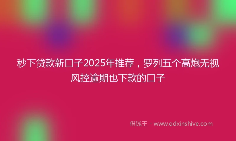 秒下贷款新口子2025年推荐,罗列五个高炮无视风控逾期也下款的口子