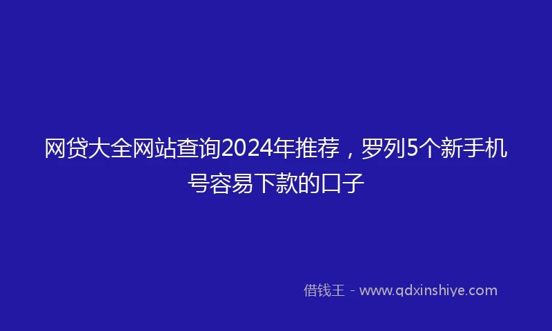 网贷大全网站查询2024年推荐，罗列5个新手机号容易下款的口子