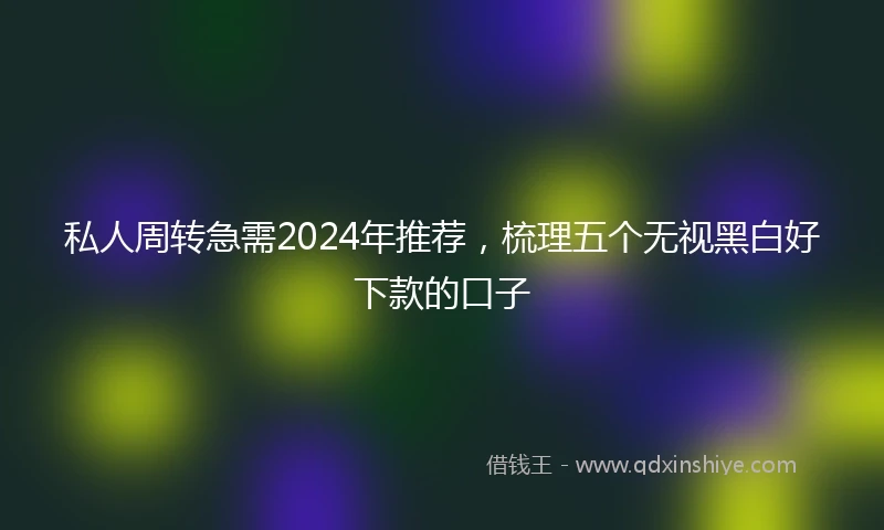 私人周转急需2024年推荐，梳理五个无视黑白好下款的口子