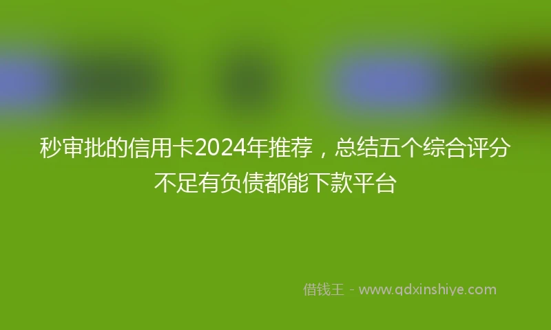 秒审批的信用卡2024年推荐，总结五个综合评分不足有负债都能下款平台