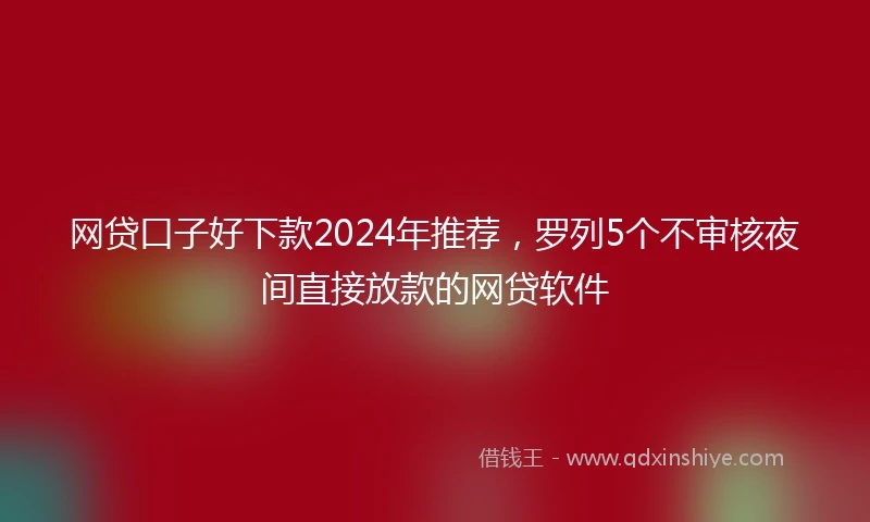 网贷口子好下款2024年推荐，罗列5个不审核夜间直接放款的网贷软件