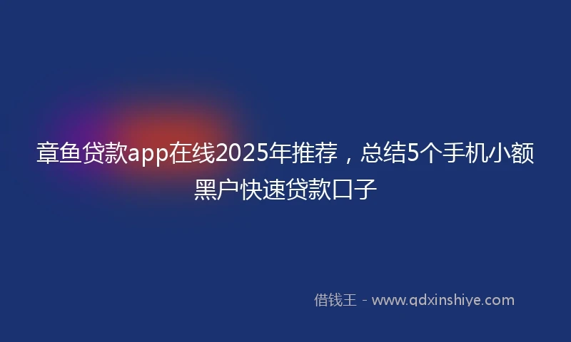 章鱼贷款app在线2025年推荐，总结5个手机小额黑户快速贷款口子
