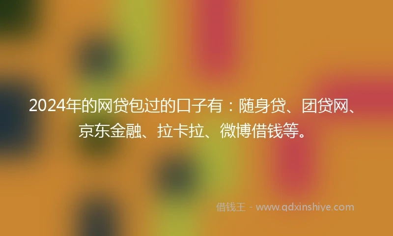 2024年的网贷包过的口子有：随身贷、团贷网、京东金融、拉卡拉、微博借钱等。