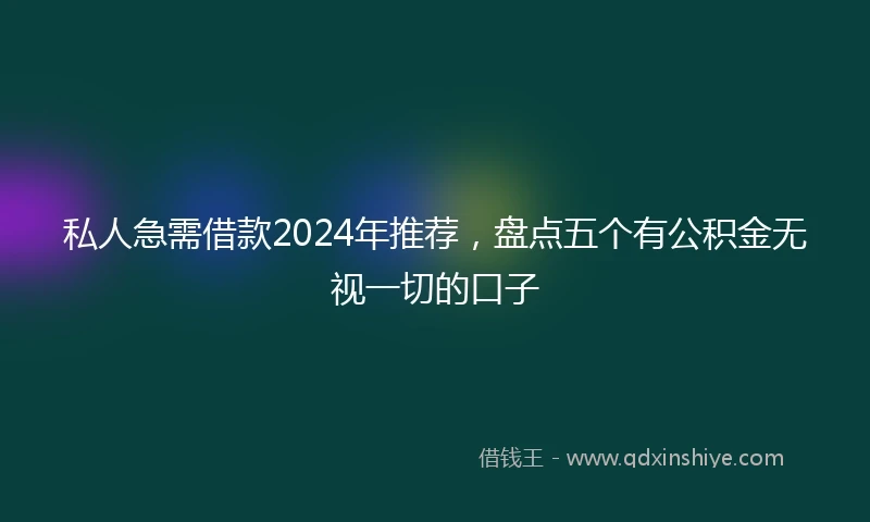 私人急需借款2024年推荐，盘点五个有公积金无视一切的口子