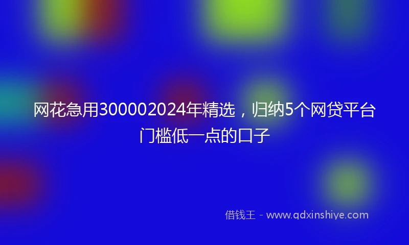网花急用300002024年精选，归纳5个网贷平台门槛低一点的口子