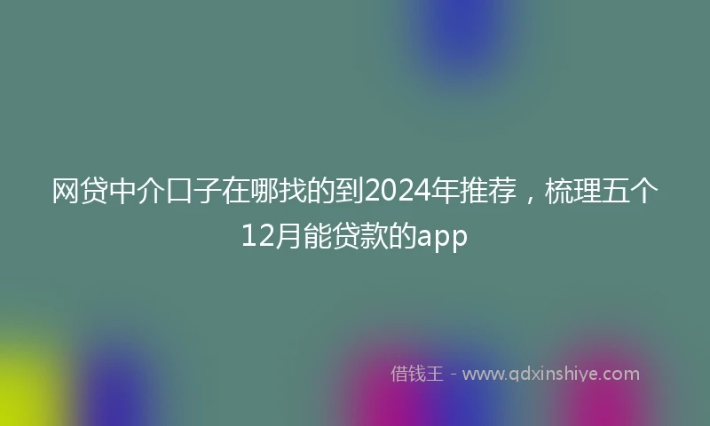 网贷中介口子在哪找的到2024年推荐，梳理五个12月能贷款的app