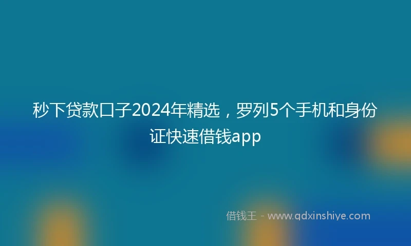 秒下贷款口子2024年精选，罗列5个手机和身份证快速借钱app