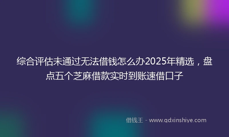 综合评估未通过无法借钱怎么办2025年精选，盘点五个芝麻借款实时到账速借口子
