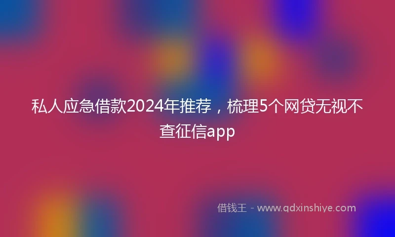 私人应急借款2024年推荐，梳理5个网贷无视不查征信app