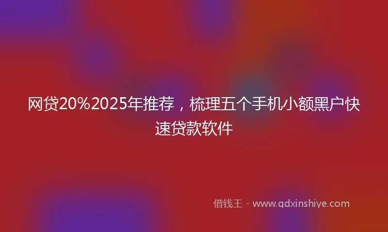 网贷20%2025年推荐，梳理五个手机小额黑户快速贷款软件